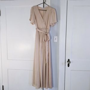 Baltic Born Sicily Satin Maxi Dress Small, Natural